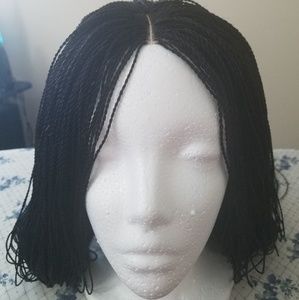 Million braids wig. Black with blue highlights.
